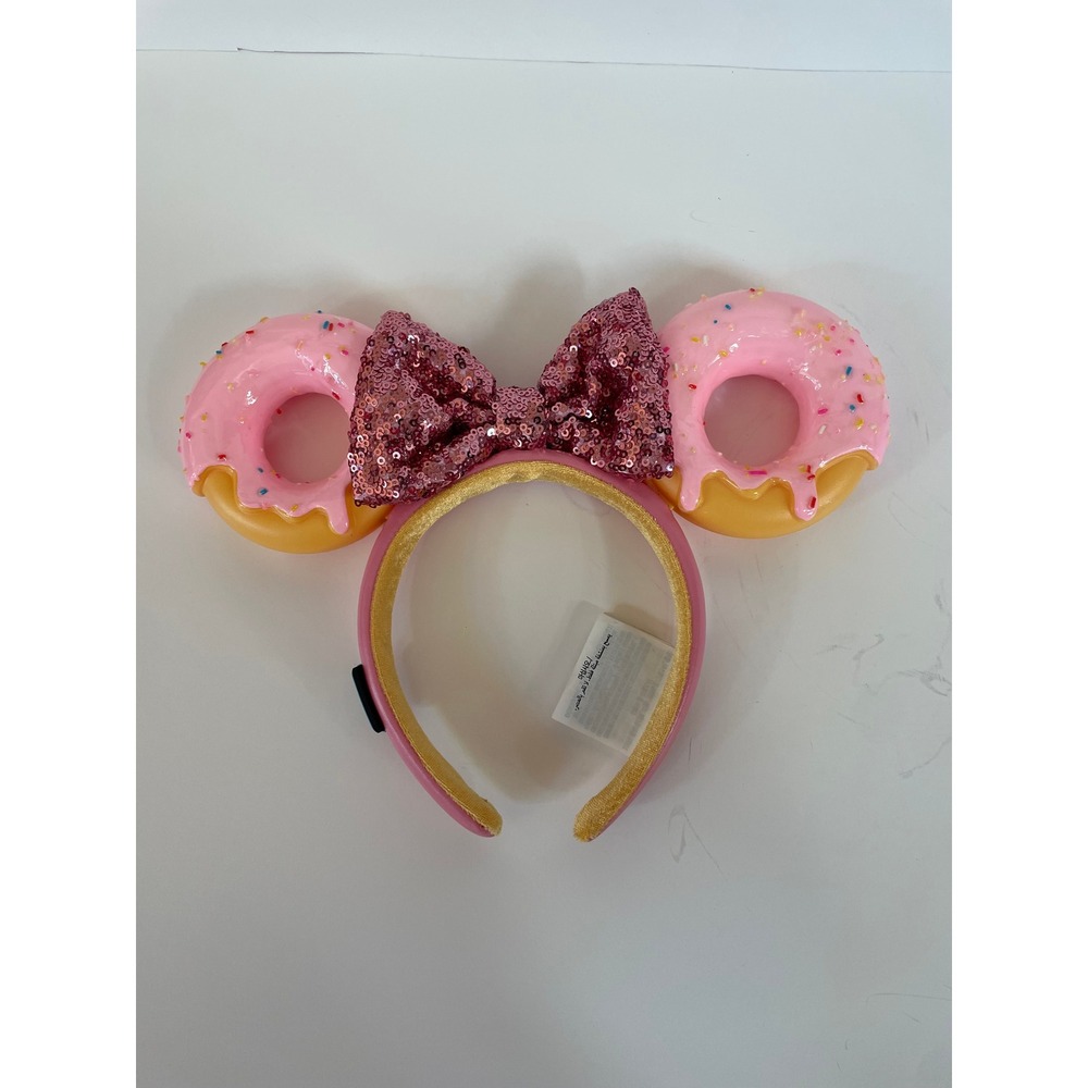 Disney Parks Minnie Mouse Pink Donut Sequin Bow Headband Disney EATS Collection
